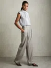 Reiss Hazel Wool-blend Wide Leg Texture Trouser In Gray