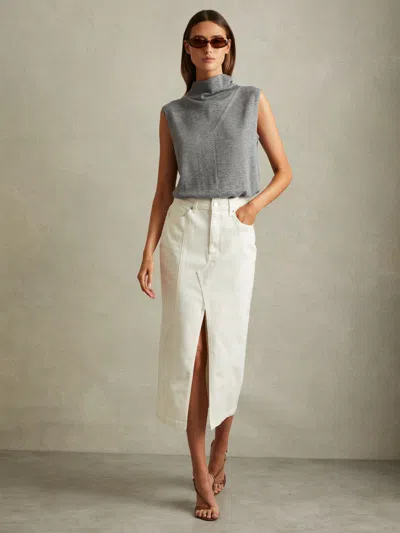 Reiss Grey Wool Slouched Sleeveless Top In Gray