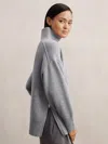 Reiss Grey Wool Zip-detail Funnel-neck Jumper In Gray
