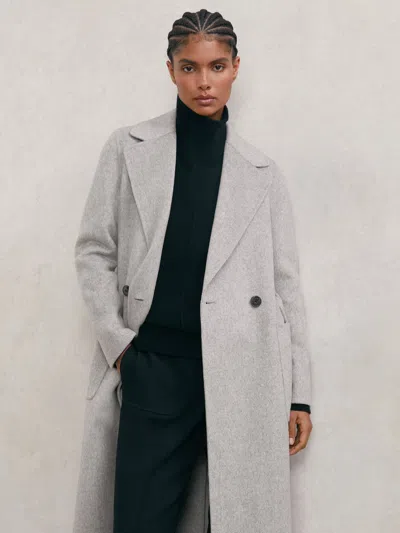 Reiss Grey Wool-blend Double-breasted Blindseam Coat In Gray