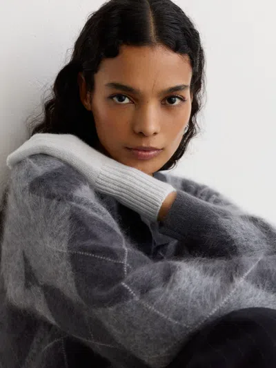 Reiss Grey Wool-blend Knitted Gloves With Cashmere