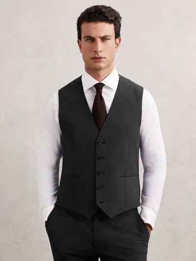 Reiss Grey Wool-blend Tailored-fit Waistcoat In Gray