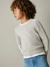 Reiss Grey/white 4-9 Yrs Ribbed-sleeve Jumper With Cotton And Wool