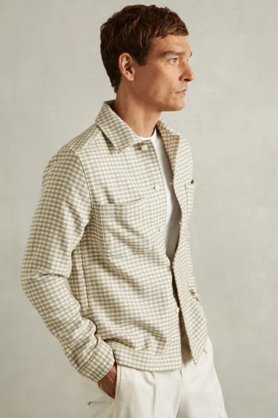 Reiss Grey/white Naqua Dogtooth Twill Overshirt