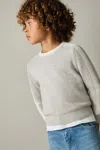 Reiss Grey/white Amis Ribbed-sleeve Jumper With Cotton And Wool In Grey/white