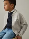 Reiss Grey/white Yates 9-13 Yrs Logo-intarsia Bomber Jacket