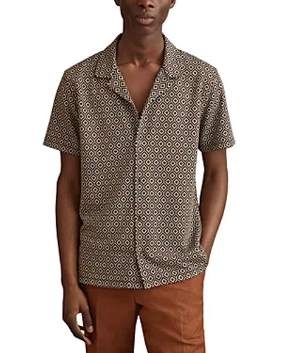 Reiss Grove Cuban Geometric Jacquard Shirt In Multi