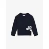 Reiss Grover Logo-script Cotton-blend Sweatshirt 3-9 In Navy