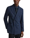 Reiss Indigo Wool Blend Double Breasted Blazer In Indigo