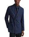 Reiss Indigo Wool Blend Double Breasted Blazer In Multi