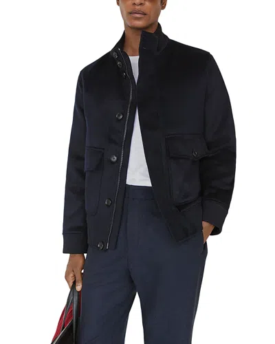Reiss Hadley Bomber Wool Blend Jacket In Blue