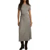 Reiss Hadley Twist Detail Jersey Midi T-shirt Dress In Gray
