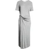 Reiss Hadley Twist Detail Jersey Midi T-shirt Dress In Grey