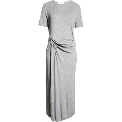 Reiss Hadley Twist Detail Jersey Midi T-shirt Dress In Grey