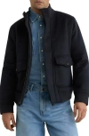 Reiss Hadley Short Wool-blend Bomber Jacket In Blue