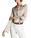 Reiss Hailey Button Front Silk Shirt In Champagne