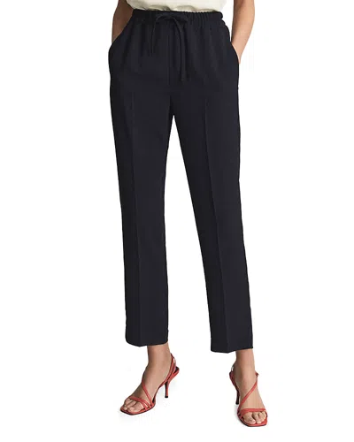 Reiss Hailey Pull On Tapered Pants In Navy