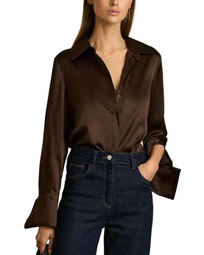 Reiss Hailey Silk Shirt In Chocolate