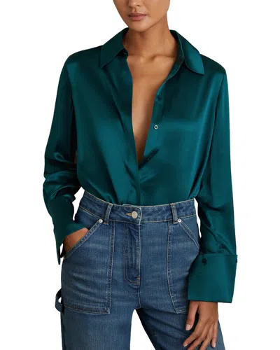 Reiss Hailey Silk Shirt In Metallic