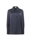 Reiss Womens Navy Hailey Point-collar Silk Shirt