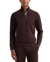 Reiss Cherry Red Leather-placket Interlock Sweatshirt In Multi