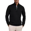 Reiss Black Leather-placket Interlock Sweatshirt In Black