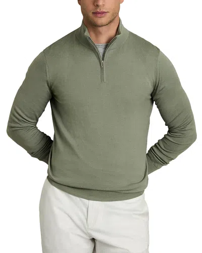 Reiss Half Zip Funnel Merino Sweater In Herb Green