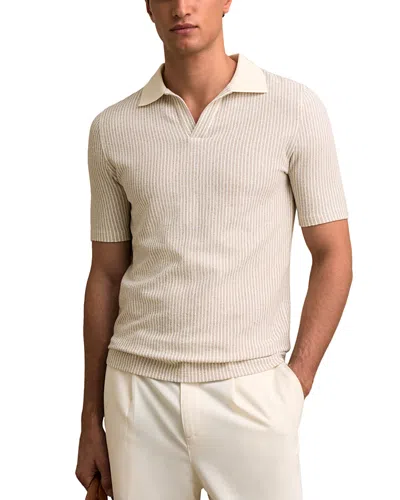Reiss Hall Jacquard Polo Shirt In Neutral