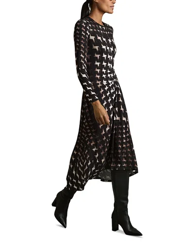 Reiss Halle Ruched Midi Dress In Black