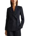 Reiss Hallie Double Breasted Blazer In Navy