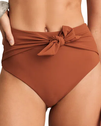 Reiss Hallie High Waisted Bikini Bottom In Brown
