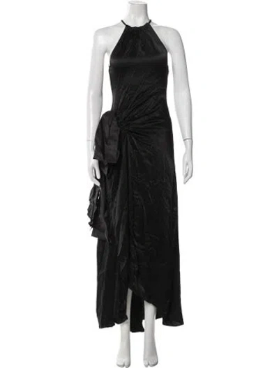Pre-owned Reiss Halterneck Long Dress In Black