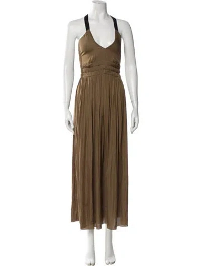 Pre-owned Reiss Halterneck Long Dress In Brown