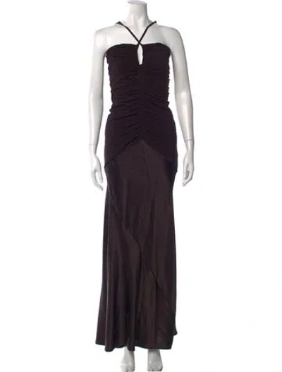 Pre-owned Reiss Halterneck Long Dress In Brown