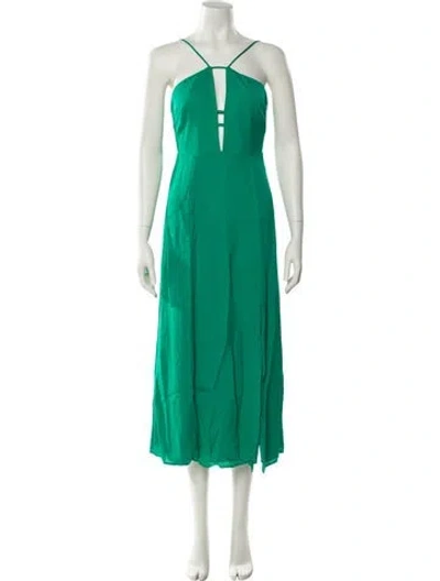 Pre-owned Reiss Halterneck Long Dress In Green