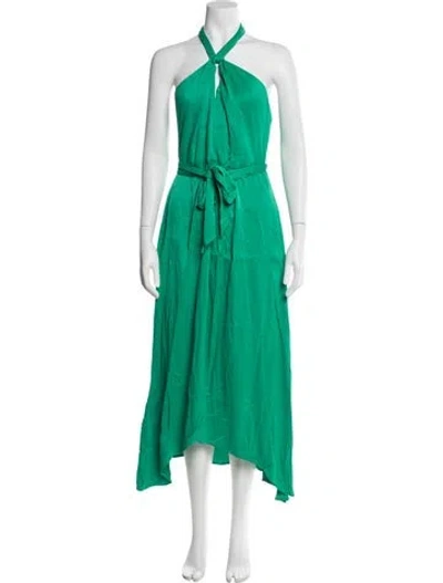 Pre-owned Reiss Halterneck Long Dress In Green