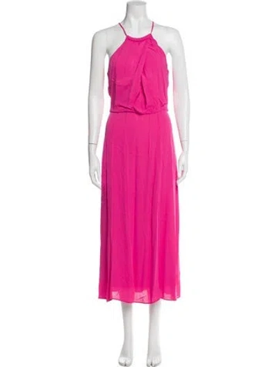 Pre-owned Reiss Halterneck Long Dress In Pink