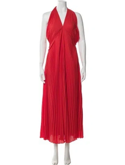 Pre-owned Reiss Halterneck Long Dress In Red