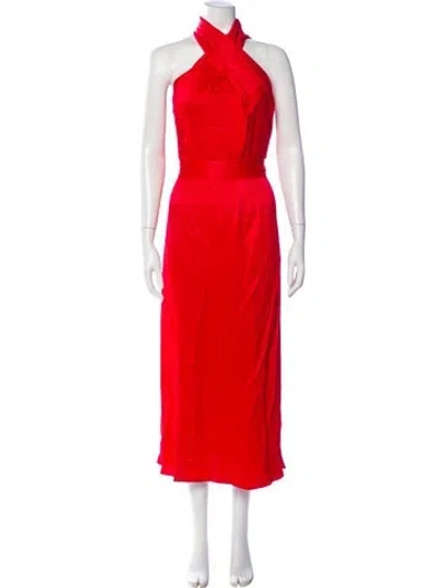 Pre-owned Reiss Halterneck Long Dress In Red