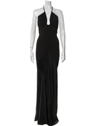 Pre-owned Reiss Halterneck Long Dress W/ Tags In Black