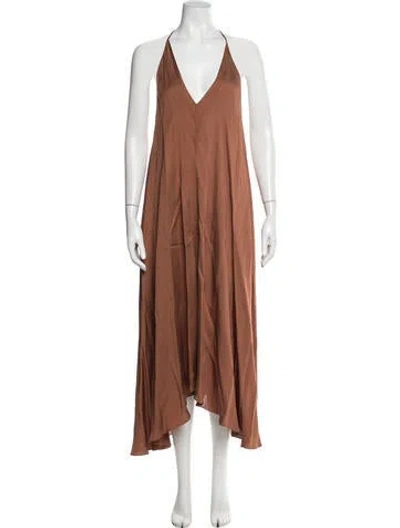 Pre-owned Reiss Halterneck Long Dress W/ Tags In Brown