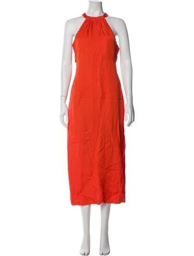 Pre-owned Reiss Halterneck Long Dress W/ Tags In Orange