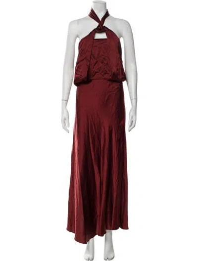 Pre-owned Reiss Halterneck Long Dress W/ Tags In Red