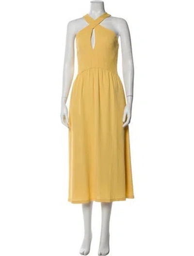 Pre-owned Reiss Halterneck Long Dress W/ Tags In Yellow