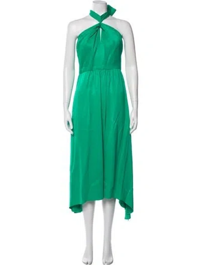 Pre-owned Reiss Halterneck Midi Length Dress In Green