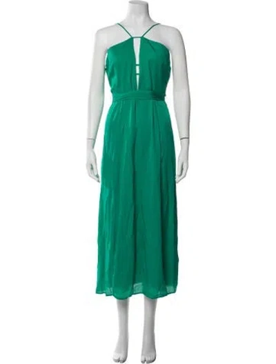 Pre-owned Reiss Halterneck Midi Length Dress W/ Tags In Green