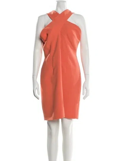 Pre-owned Reiss Halterneck Mini Dress In Orange