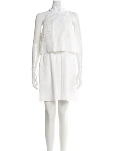 Pre-owned Reiss Halterneck Mini Dress In White