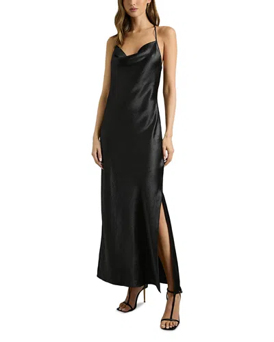 Reiss Hammered Satin Slip Dress In Black