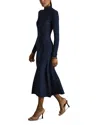 Reiss Navy Hannah Round Neck Ribbed Midi Dress In Navy